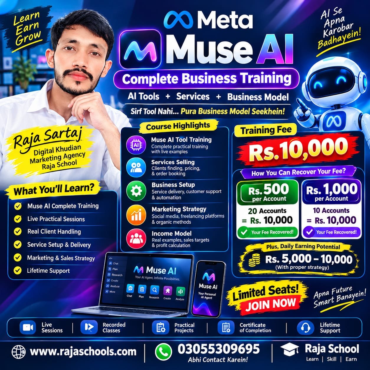 Muse AI Complete Business Training in Khudian Khas, Kasur – Raja School
